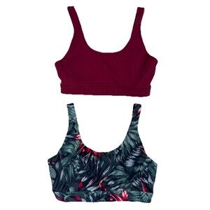 Lolë High Impact Sports Bra Set Floral And Burgundy Back Adjustable Straps Small